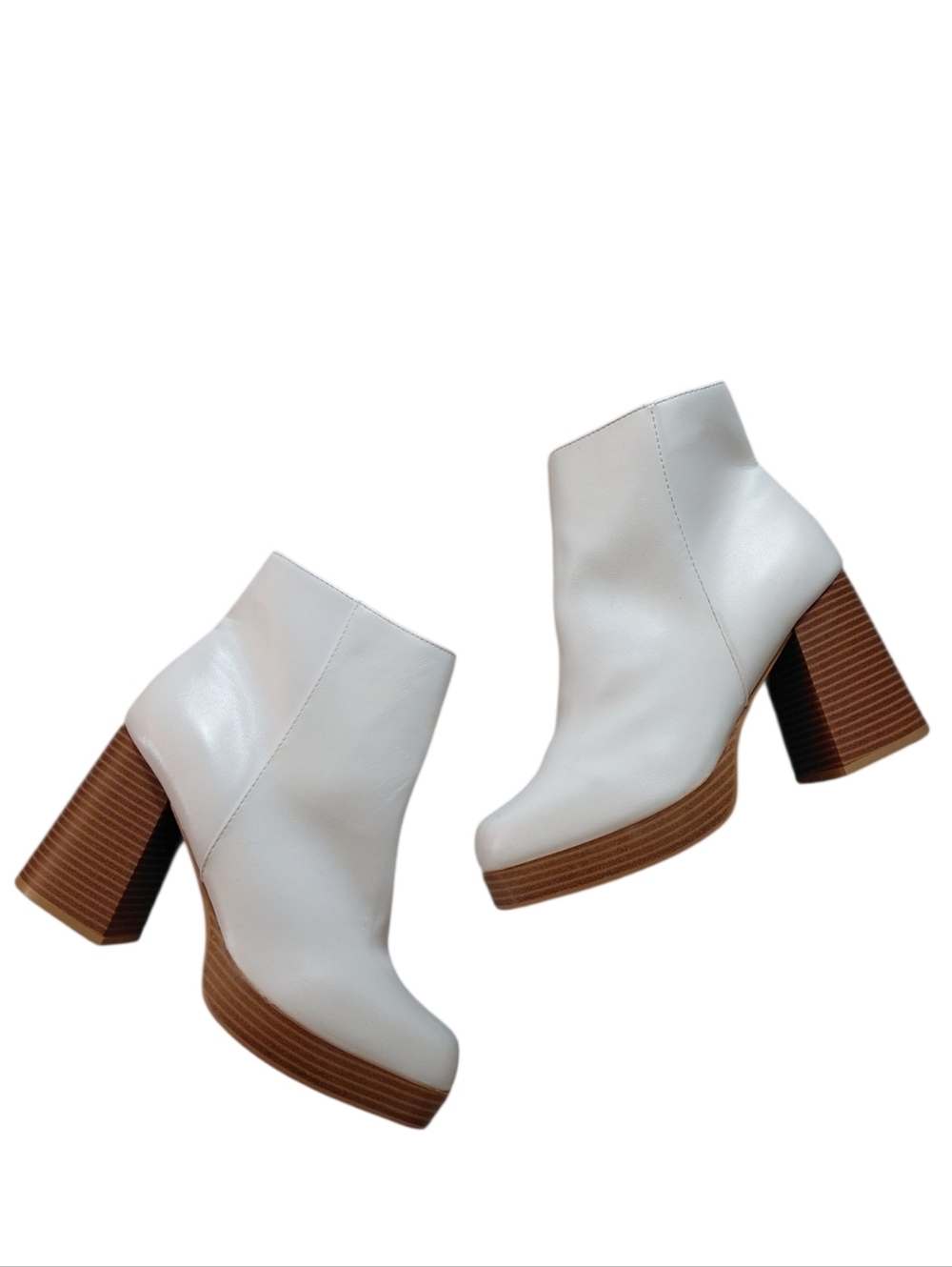 Sugar Chunky White Platform Block Heel Ankle Booties Women's Size 7.5